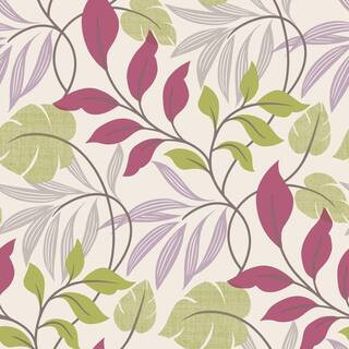 Eden Purple Modern Leaf Trail Strippable Roll Wallpaper (Covers 56 sq. ft.) | The Home Depot