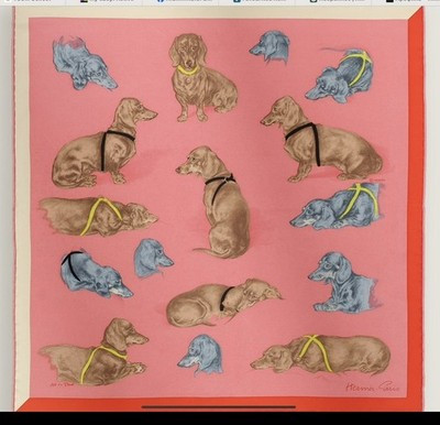 Hermès Les Bassets Carre 45 Scarf, designed by Xavier de Poret | eBay US