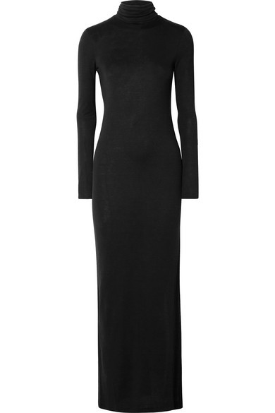 Ninety Percent - Stretch-tencel Turtleneck Maxi Dress - Black | NET-A-PORTER (US)