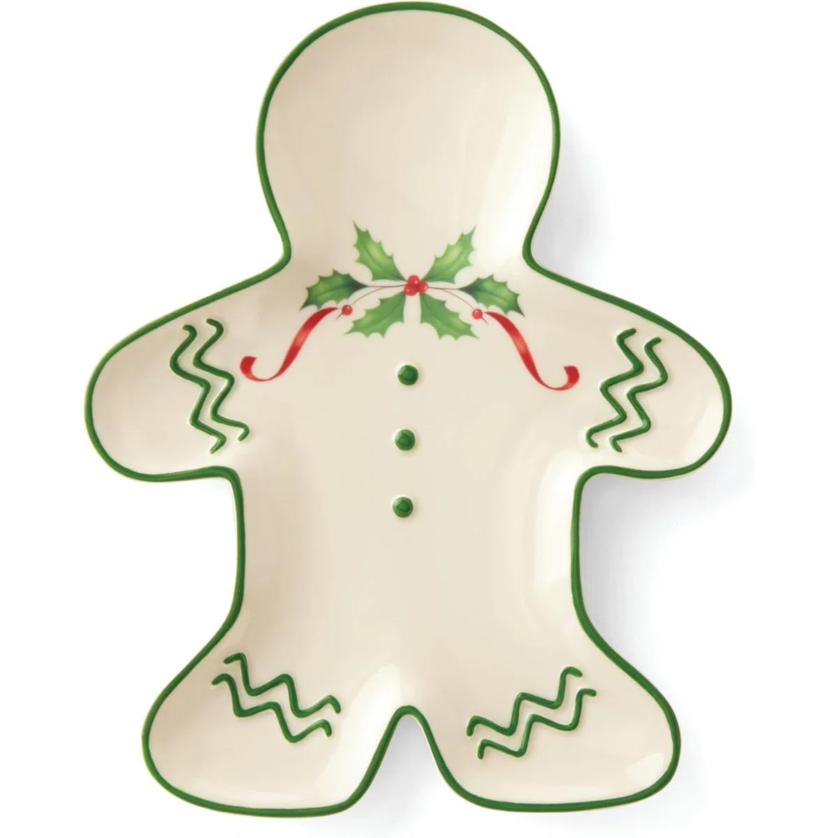 Holiday Gingerbread Man Accent Plate, 0.70 LB, Red & Green | Wayfair North America