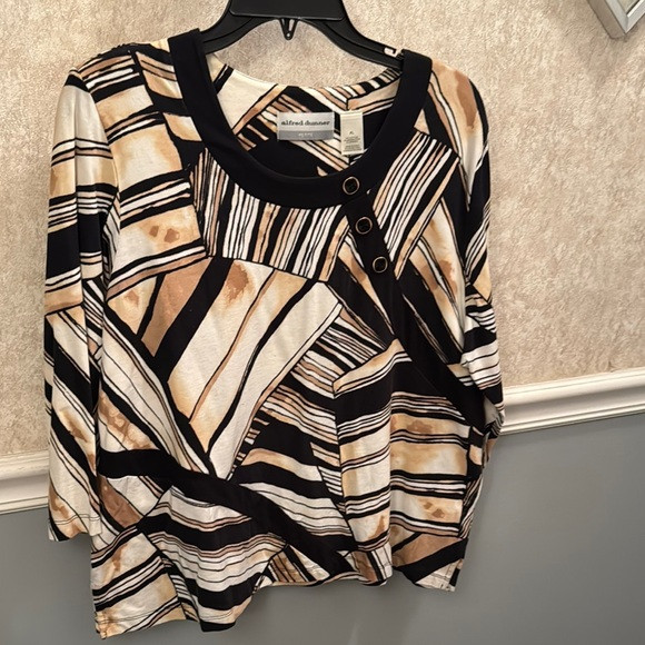 Alfred Dunner Women's Geometric Top - Black and Tan Size PL WORN ONCE | Poshmark
