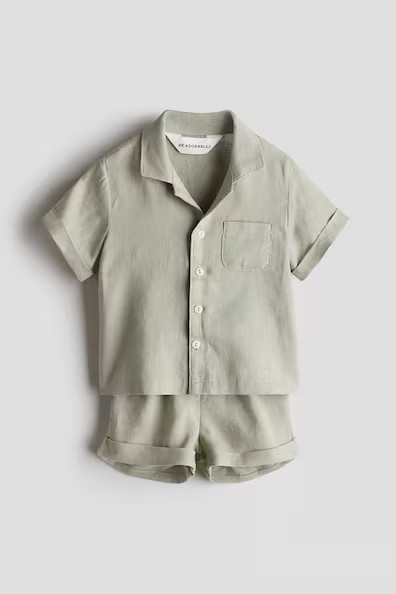 H & M - 2-piece Linen Set - Green | H&M (US + CA)