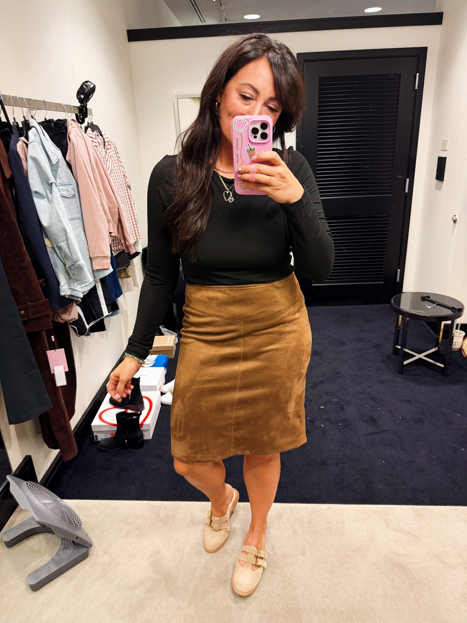 • medium basic stretchy tee (so good)
• medium suede stretchy skirt - very comfy! Great for a workwear look! 
• shoes true to size & comfy 

#LTKSaleAlert #LTKShoeCrush #LTKSeasonal