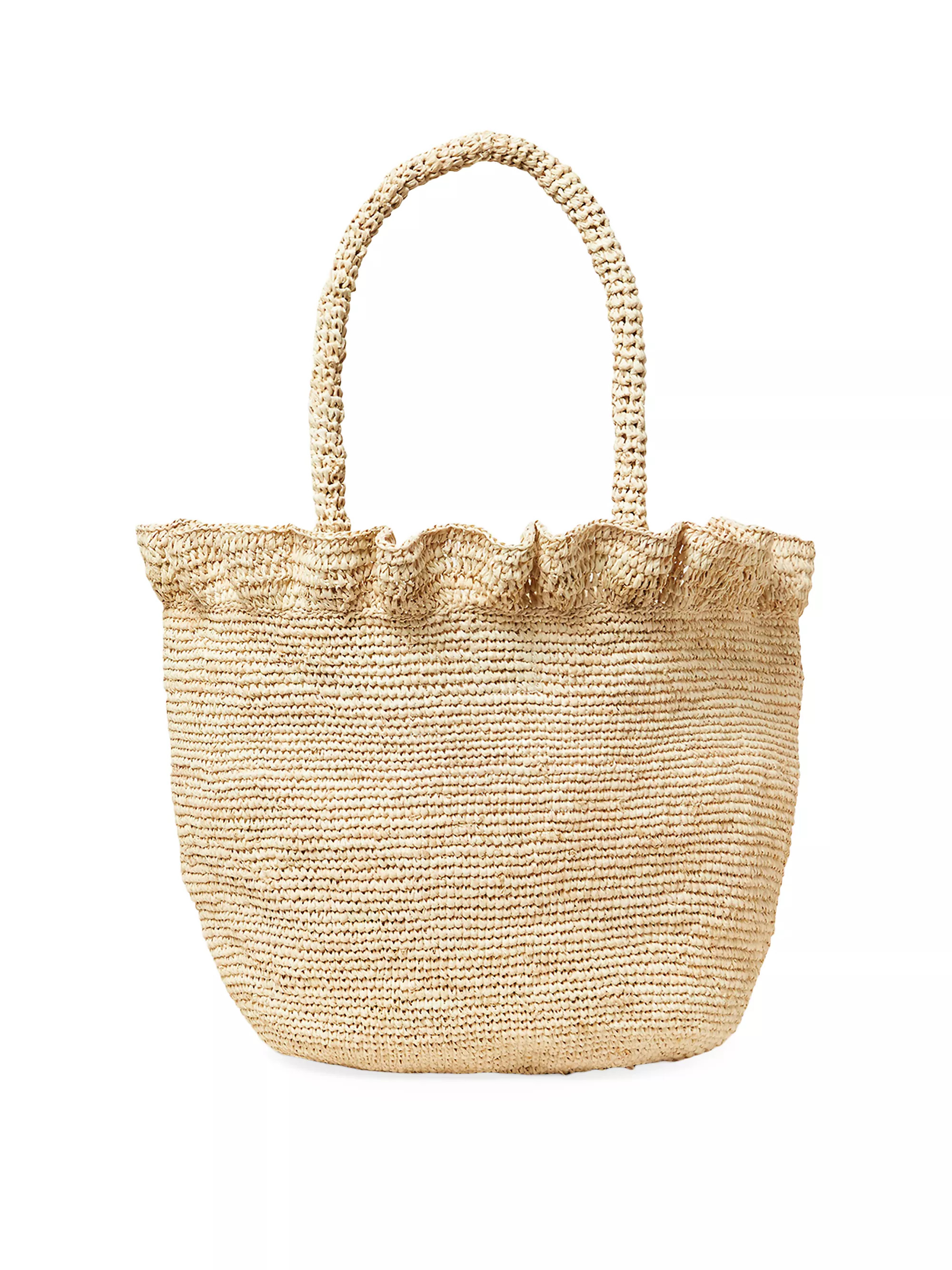 Raffia Ruffled Woven Tote Bag | Saks Fifth Avenue