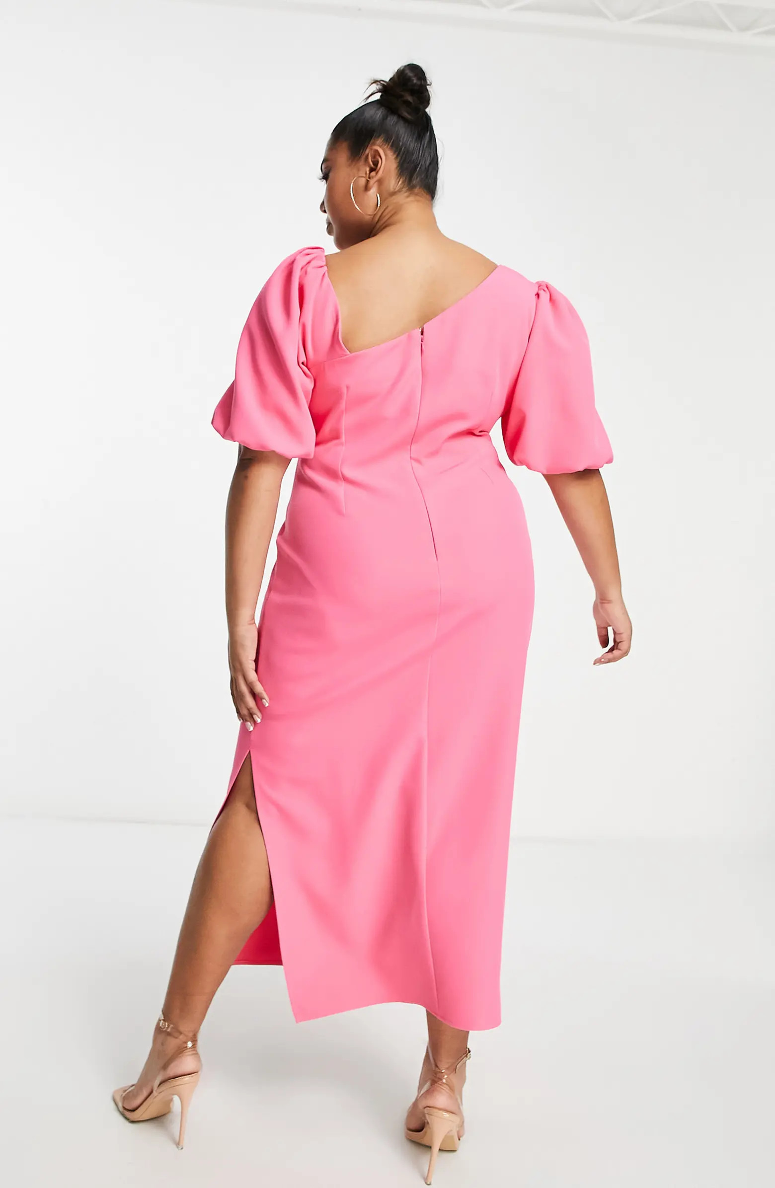 ASOS DESIGN Puff Sleeve Midi Dress | Nordstrom | Nordstrom