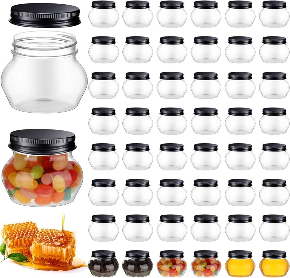 48 Pcs 4 oz Clear Plastic Jars with Lids Wide Mouth Mason Canning Jars Mini Storage Containers Bu... | Amazon (US)