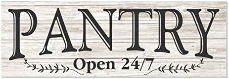 Pantry Open 24/7 White Rustic Wood Wall Sign 6x18 (White Unframed) | Amazon (US)