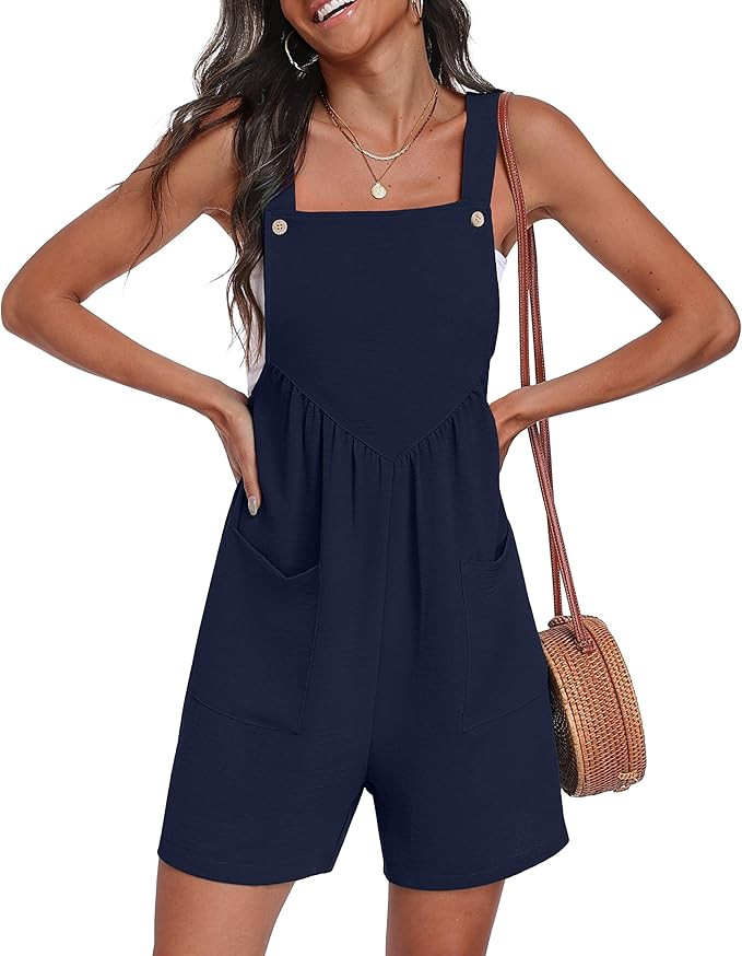 Lepunuo Summer Rompers for Women Sleeveless Short Jumpsuits Casual Loose Fit Overalls Vacation Ou... | Amazon (US)