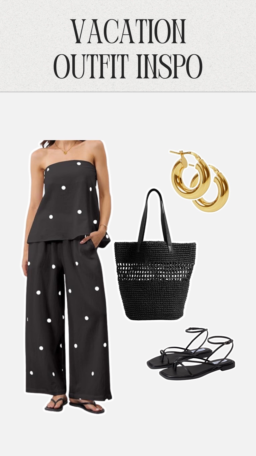 Vacation Outfit Inspo: All Black Cute Dinner / Day Set, with a bag, sandals and gold hoops

#LTKMidsize #LTKSeasonal #LTKStyleTip