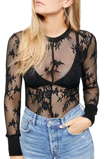 Lace Knit Long Sleeve Layering Top | Nordstrom Rack