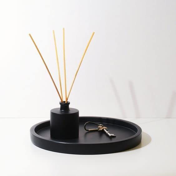 Lobolighting Black Round Decorative Serving Tray, Black Decorative Tray for Coffee Table Centerpi... | Amazon (US)