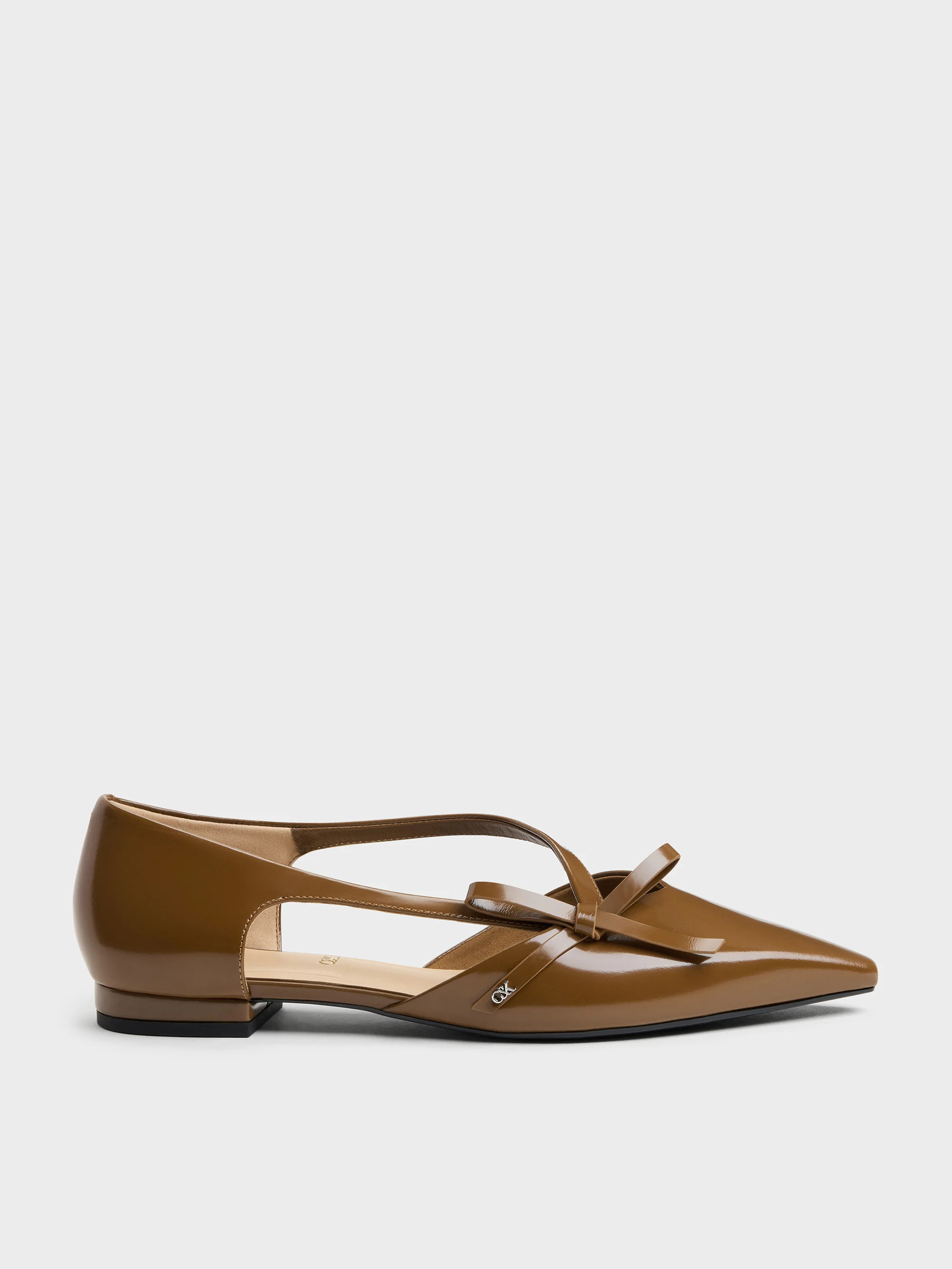 Brown Anastasia Leather D'Orsay Flats | CHARLES & KEITH UK | Charles & Keith UK