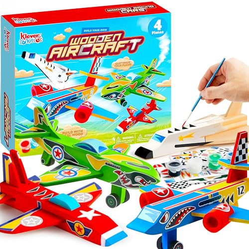 Klever Kits 4 DIY Wooden Aircrafts-Build & Paint Your Own Wooden Airplane Craft Kit, Art & Craft Kit DIY Projects, Easy to Assemble Birthday Gifts for Boys 6-12 Year Old | Amazon (US)