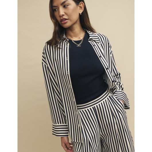 Black and White Stripe Oversized Shirt | Nobody's Child