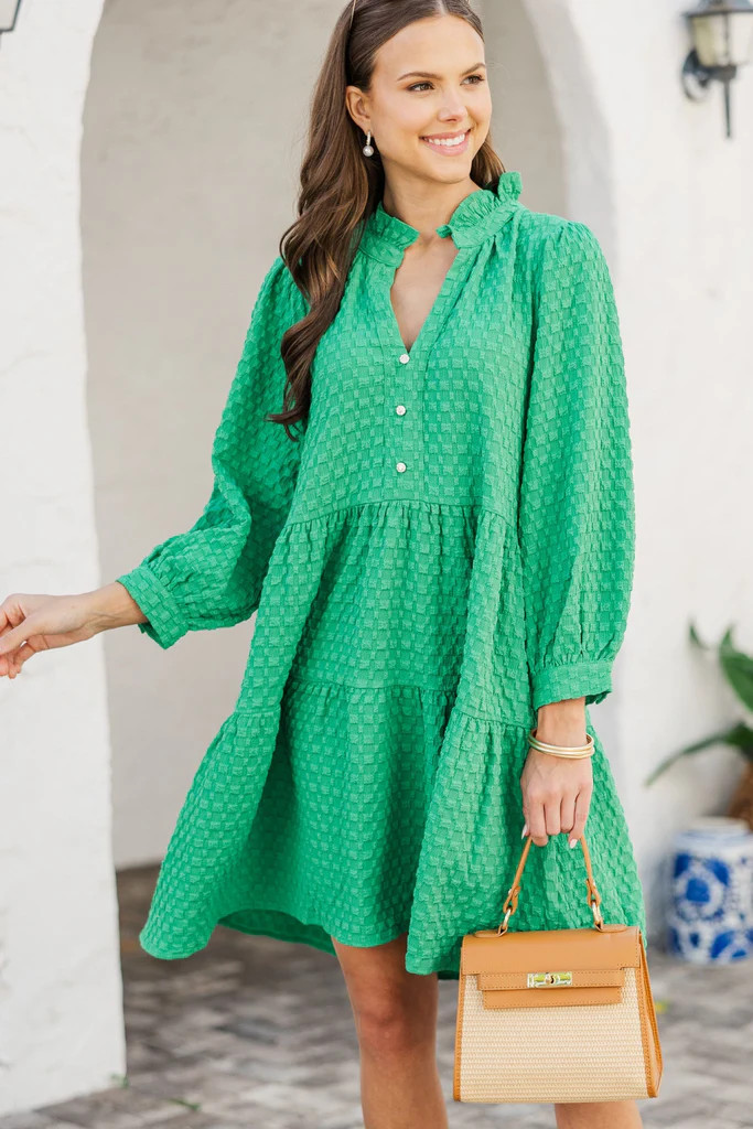 All Up To You Green Textured Dress | The Mint Julep Boutique