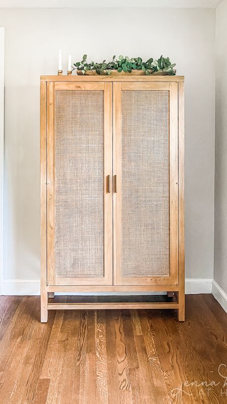 Large wicker and wood cabinet hutch for your living room or dining room, coastal style home decor

#LTKfamily #LTKhome