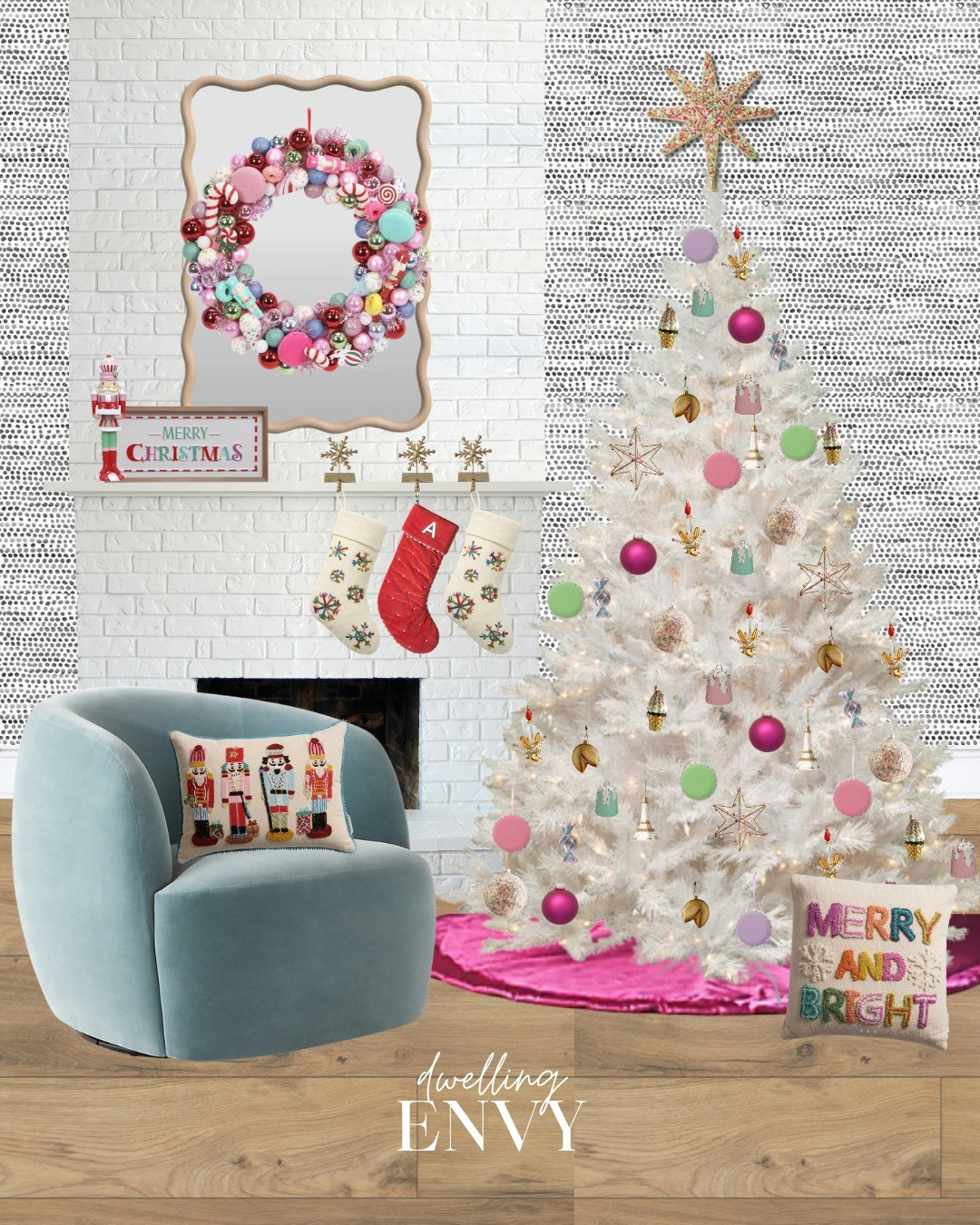 Retro Revival (Merry & Bright) Christmas Decor.  This style is so fun and whimsical wirh vibrant colored glass ornaments,  shiny metallics,  and a retro bright pastel colors.  

#LTKHoliday #LTKSeasonal #LTKHome