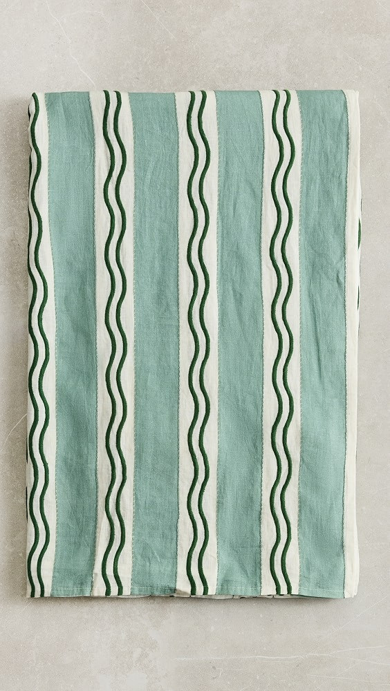 Stripe Embroidered Linen Tablecloth | Shopbop