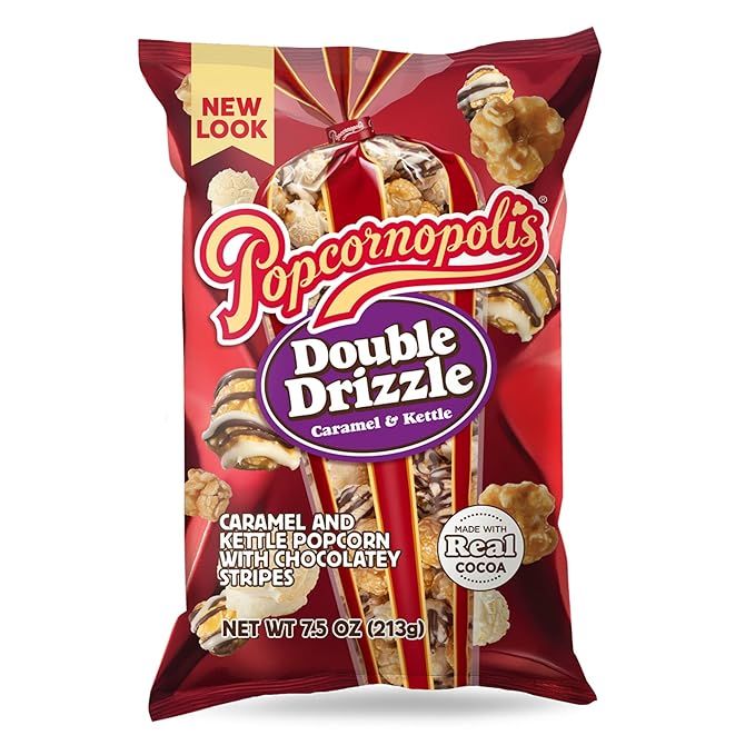 Popcornopolis Double Drizzle Bag Ready-To-Eat Popcorn 7.5 oz | Amazon (US)