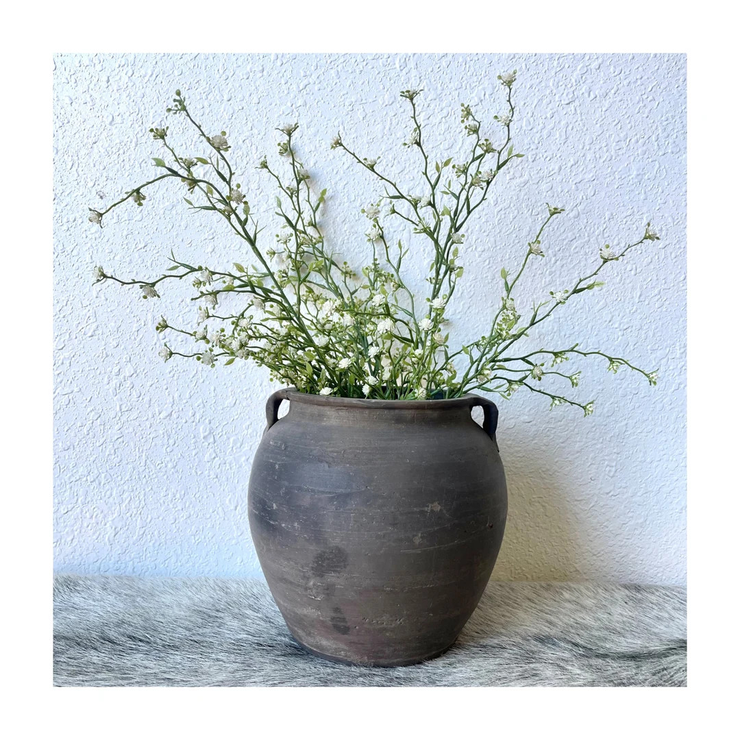 Vintage Black Gray Clay Pottery Pot Vase {B70} | Etsy (US)