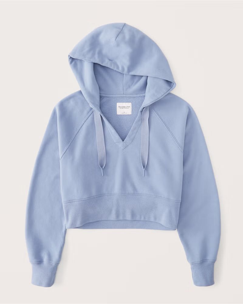 Women's Cropped 90s Sharkbite Popover Hoodie | Women's | Abercrombie.com | Abercrombie & Fitch (US)