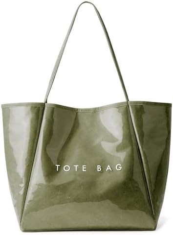KALIDI PVC Tote Bag Women Large Kraft Paper Travel Beach Bag Jelly Purses | Amazon (US)