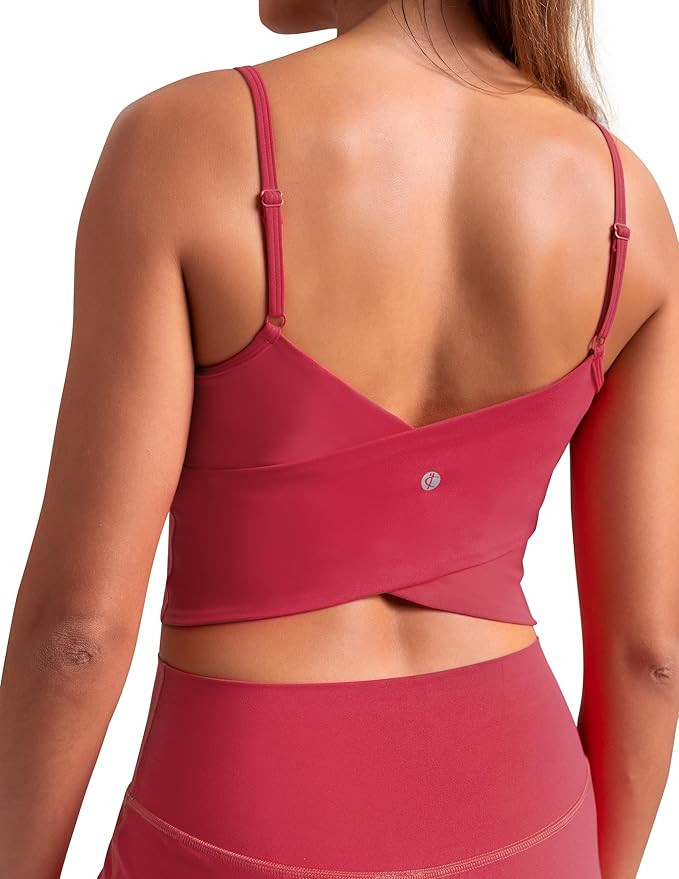 Colorfulkoala Women's Dreamlux Crop Tank Tops with Built in Bra Adjustable Spaghetti Strap Workou... | Amazon (US)