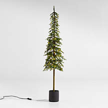 Potted Faux Slim Alpine Pre-Lit LED Tree with White Lights 7' | Crate & Barrel