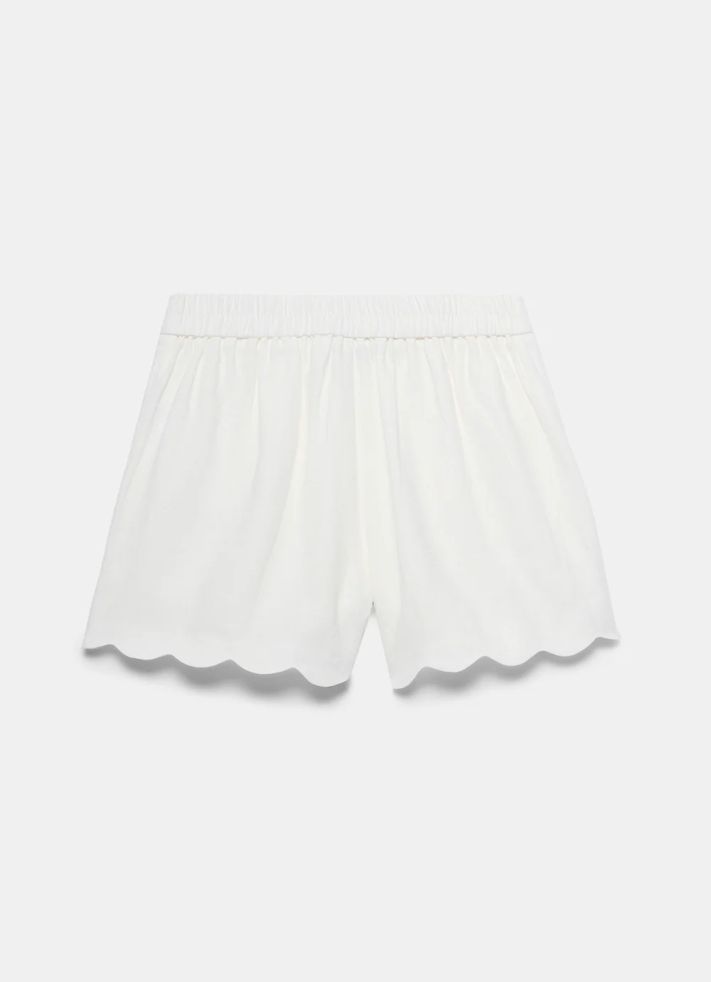 White Linen Scallop Trim Shorts | Mint Velvet