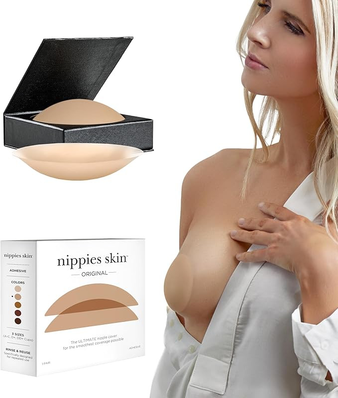 Nippies Nipple Covers for Women - Reusable Sticky Silicone Pasties with Travel Case - Original Ci... | Amazon (US)