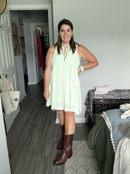 What should I wear to the Luke Combs concert?

Look 3: you should’ve known there would be another dress and boot option here, because this combo is just so good! The dress is from Anthropologie, it runs TTS and comes in a few color options! The boots are again Tecovas and probably my most worn boots. They do run TTS and come in a few color options! 

#LTKstyletip #LTKmidsize #LTKshoecrush