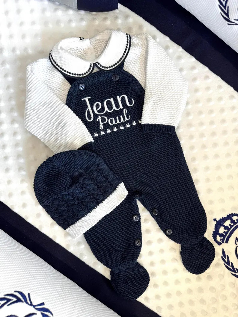 Personalized Newborn Knit Outfit With Hat – Baby Take Home Set – Hospital Coming Home Outfit ... | Etsy (US)
