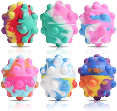 6 Pack Push Pop Eggs Fidget Toys, 3D Easter Eggs Popping Stress Balls Easter Party Fovars, Stress... | Amazon (US)