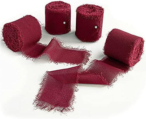 Handmade Fringe Chiffon Fabric Silk-Like Ribbon, Color Swatches 2" x 7Yd Set of 4 Rolls Ribbons G... | Amazon (CA)