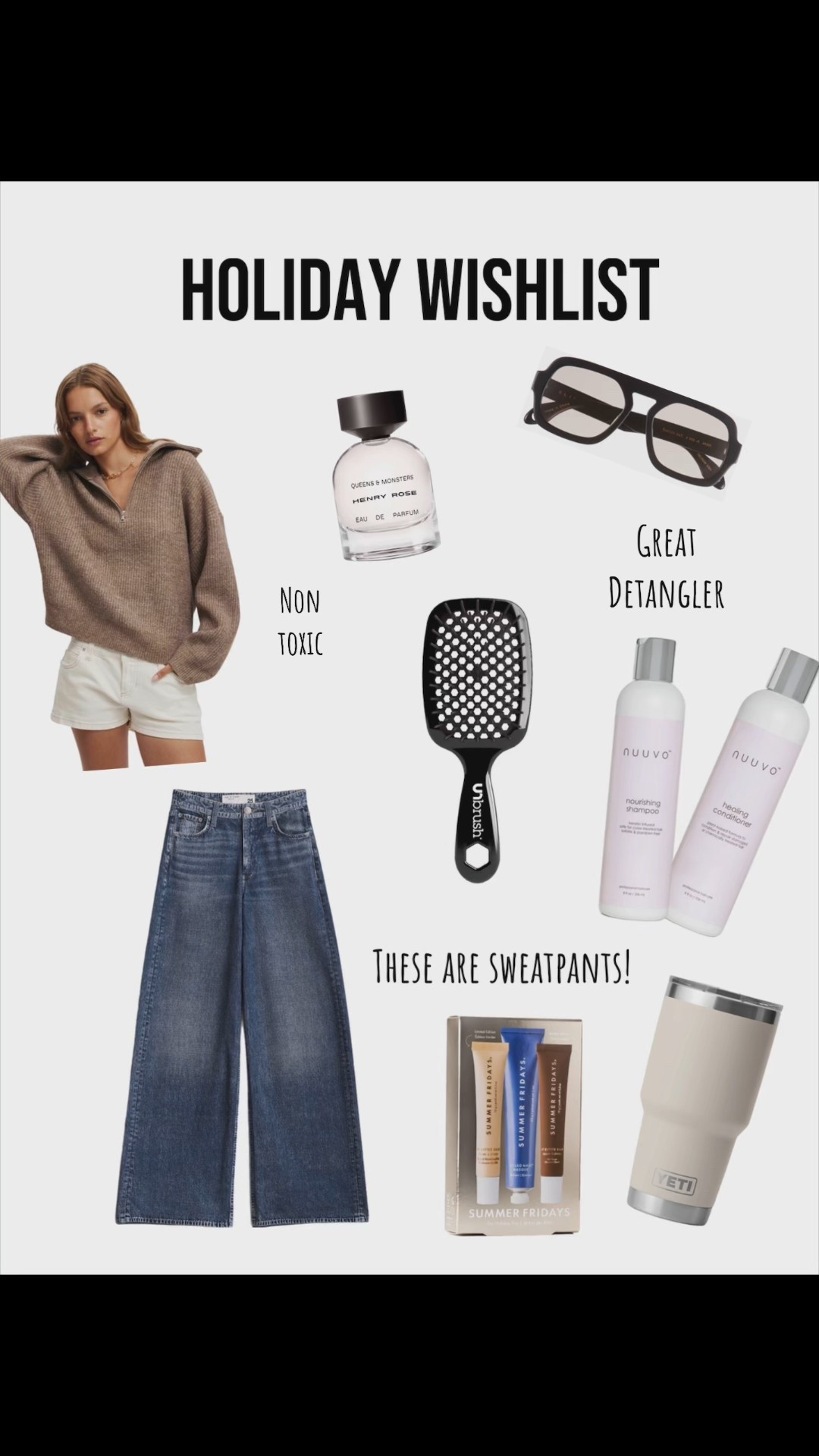 Thinking of all my absolute favorite things for my holiday wishlist 🌟 I’m that girl who buys the same thing in multiple colors when I’m obsessed 😂 The jeans-sweatpants I live in? Wearing them on repeat—but manifesting a darker pair this year. Same goes for my go-to cup… it literally comes everywhere with me. And you already know great haircare is always on the list. ✨🛍️

Linking all my must-haves for gifting (or keeping 😉) this season!#LTKStyleTip

#LTKGiftGuide #LTKHoliday #LTKCyberWeek