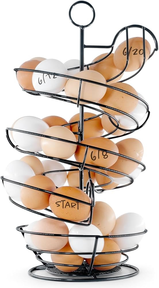 Fresh Egg Holder Countertop, Egg Skelter, Spiral Egg Holder with Storage Basket, Chicken Egg Hold... | Amazon (US)