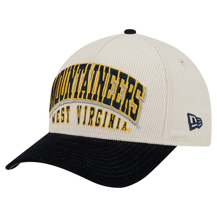 West Virginia Mountaineers New Era Arch Two-Tone Corduroy 9FORTY A-Frame Adjustable Hat - Navy/Cr... | Fanatics