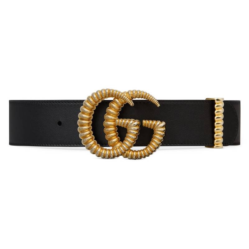Leather belt with torchon Double G buckle | Gucci (US)