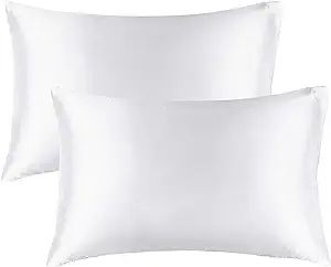 BEDELITE Satin Silk Pillowcase for Hair and Skin, White Pillow Cases Standard Size Set of 2 Pack ... | Amazon (US)