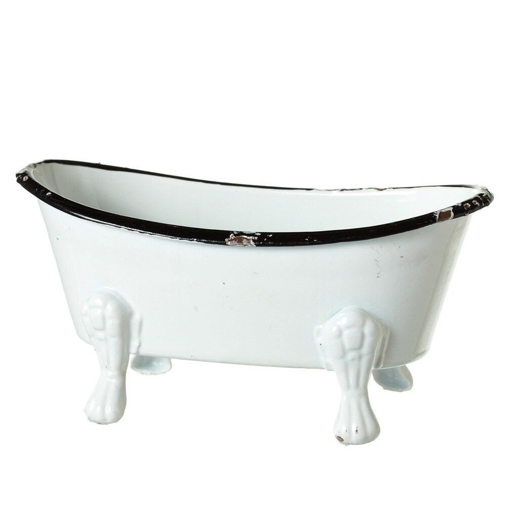 Set of 6 Black and White Mini Enamel Bathtub Tabletop Decors 5.5" (White) | Bed Bath & Beyond