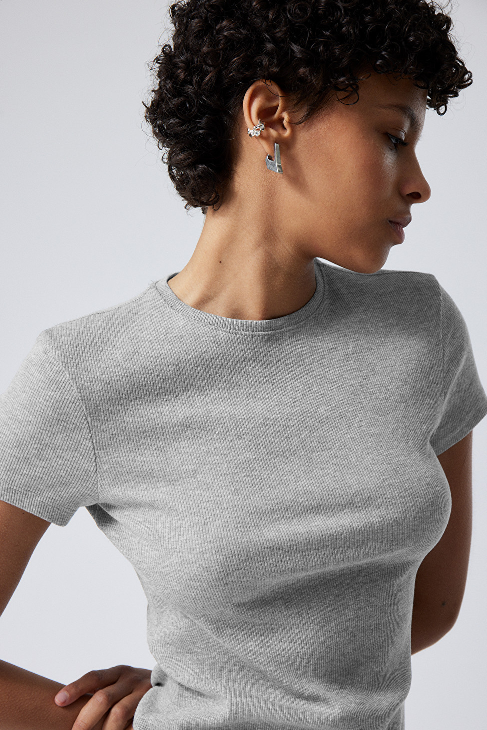 Close Fitted Rib T-Shirt | Weekday