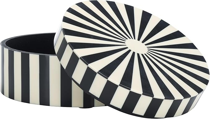 SAFAVIEH Home Collection Charli Black & Ivory Stripe Decor Box Set 2 (Fully Assembled) | Amazon (US)