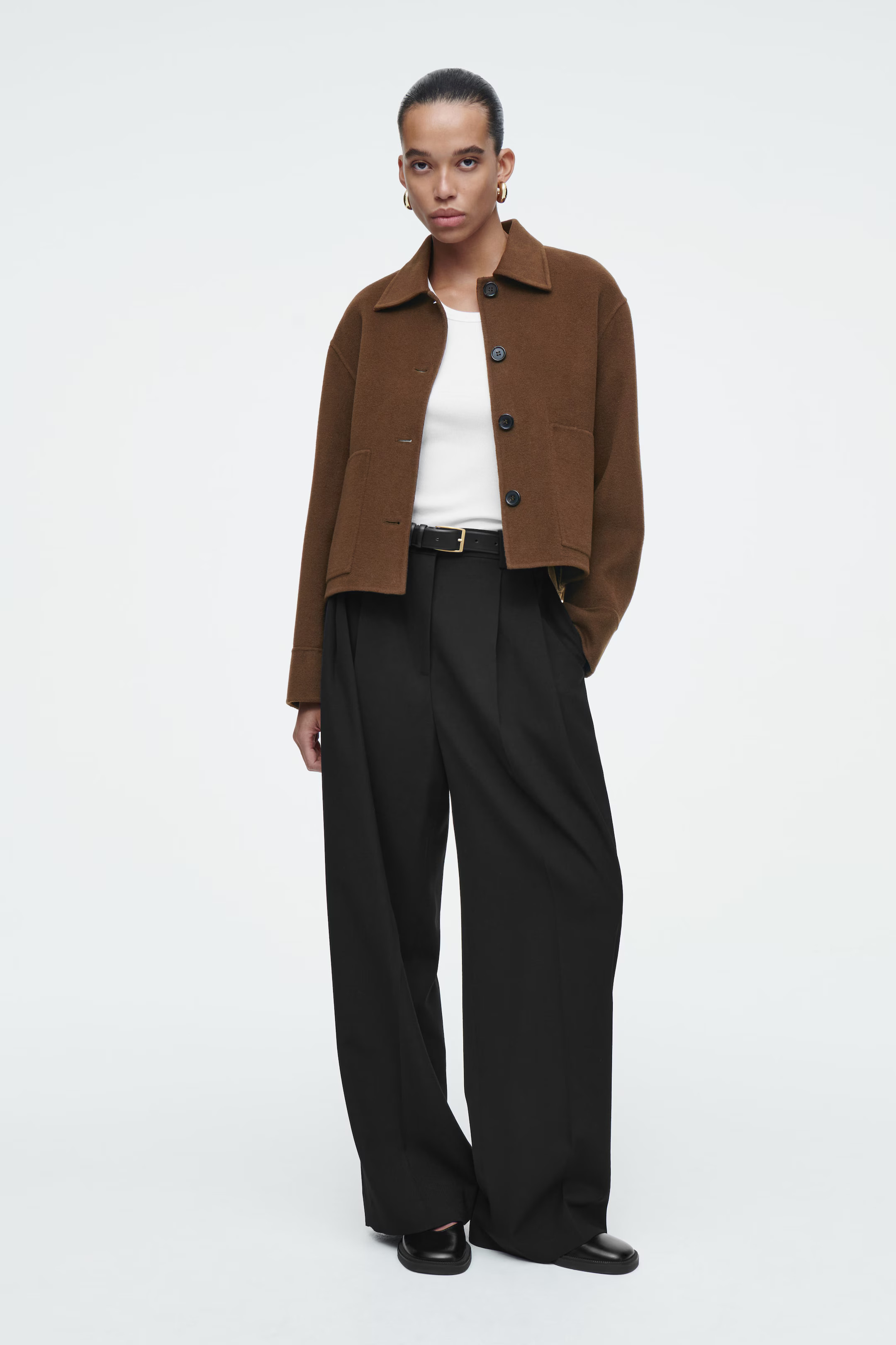 BOXY DOUBLE-FACED WOOL JACKET - BROWN | COS UK