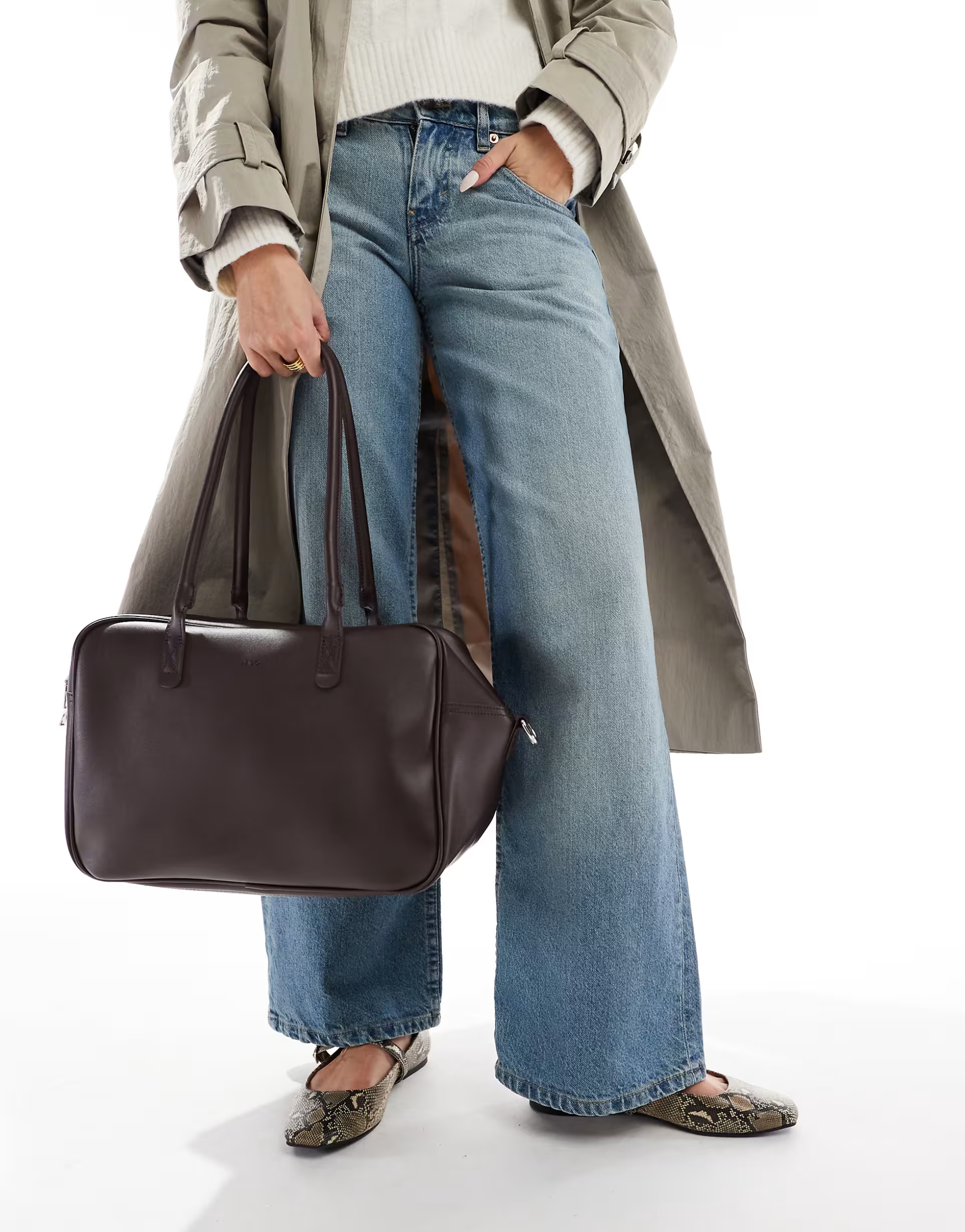 PASQ large box bag in brown | ASOS (Global)