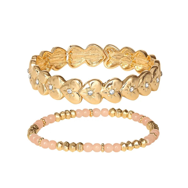 Jessica Simpson Heart Stretch Bracelet Set, Set of 2 | Walmart (US)