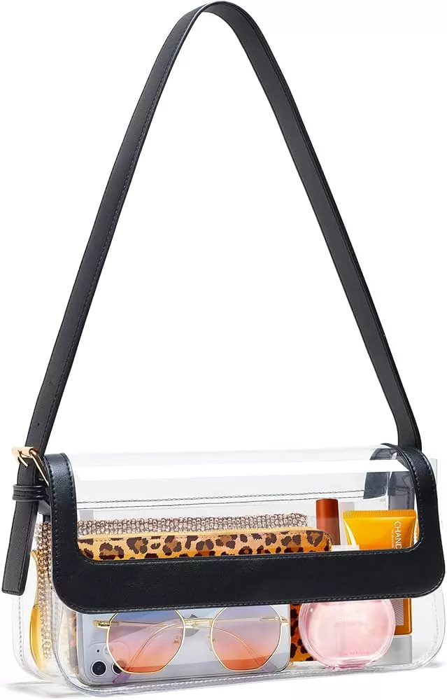 Juoxeepy Clear Bag Stadium Approved Clear Purse Concert Stadium Clear  Crossbody Bag PVC Clear Shoulder Bag