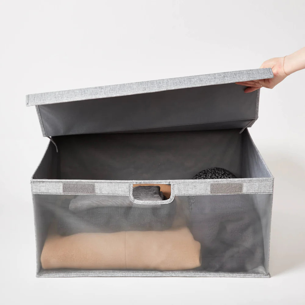 Dormify Under the Bed Collapsible Storage Box | Dorm Essentials - Grey - Dormify | Dormify