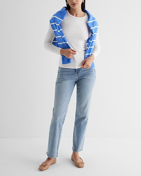 Supersoft Fitted Crew Neck Long Sleeve Tee | Express