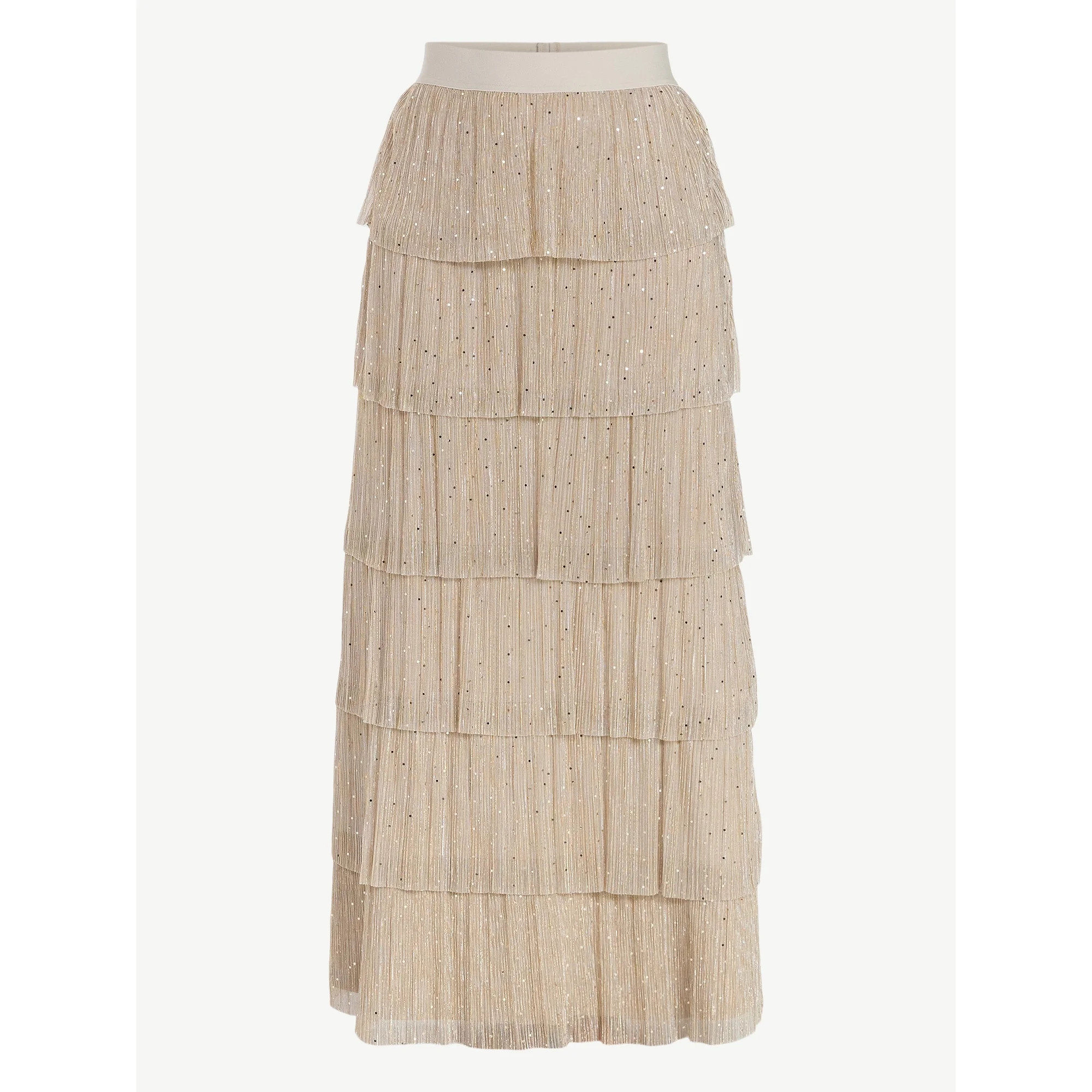 Scoop Women's and Women's Plus Glitter Ruffle Maxi Skirt, Sizes XS-4X | Walmart (US)