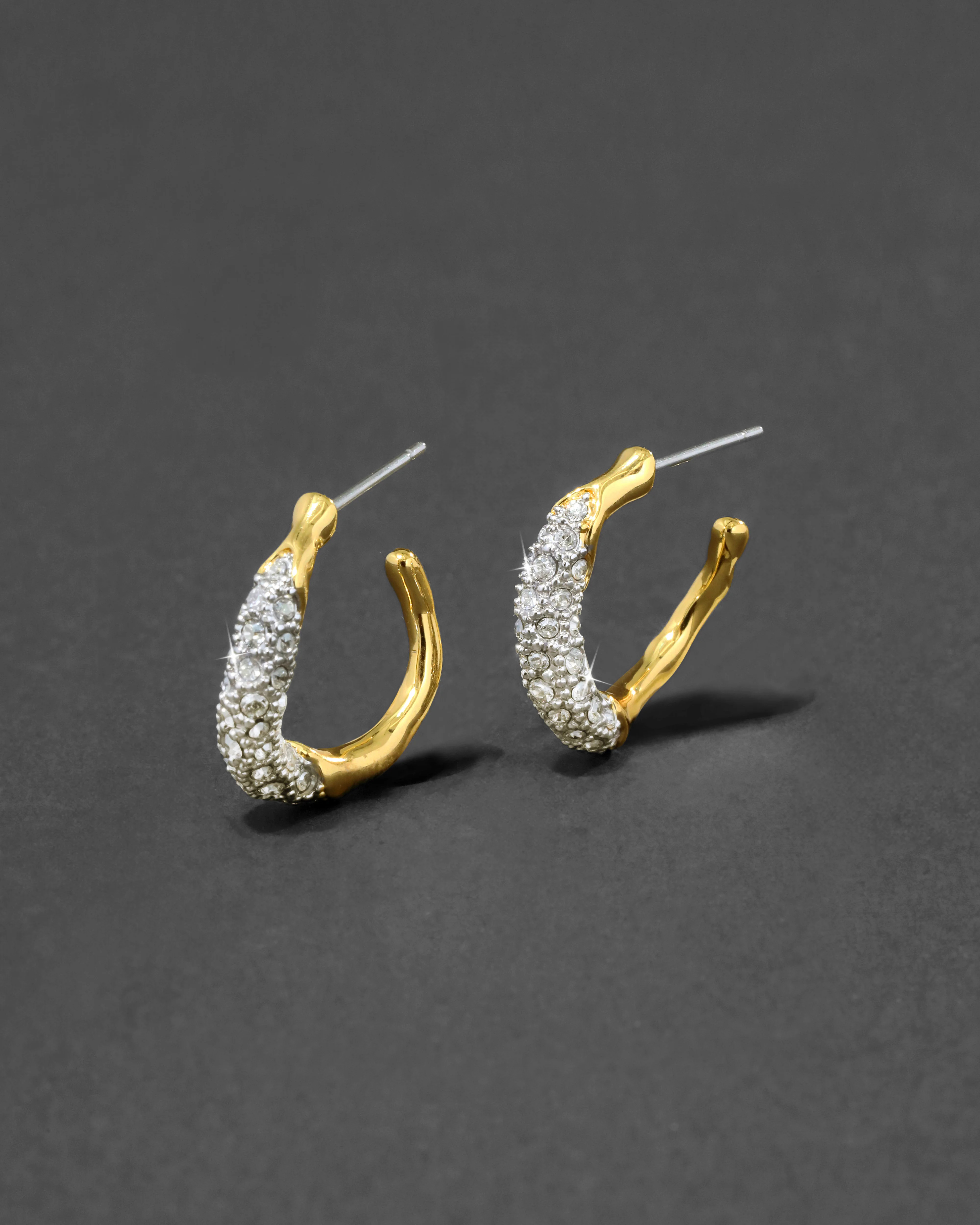 Solanales Gold Crystal Twist Mini Hoop Earrings | Alexis Bittar | Alexis Bittar
